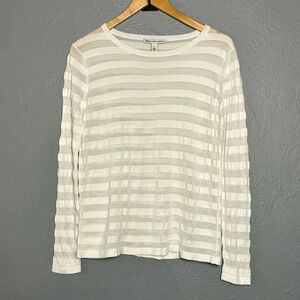 Cotton by Autumn Cashmere | white | striped | long sleeve | lightweight | m